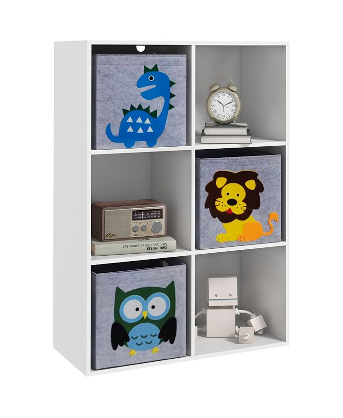 Qaba Children's Toy Storage with 3 Storage Bins & Cute Animal Design, White Macy's