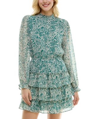 Crystal Doll - Juniors' Long-Sleeve Mock-Neck Dress