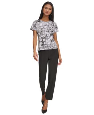 KARL LAGERFELD PARIS - Women's Short-Sleeve Graphic-Print Top