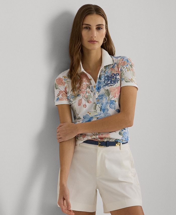 Lauren Ralph Lauren Women's Floral Piqué Polo Shirt - Macy's