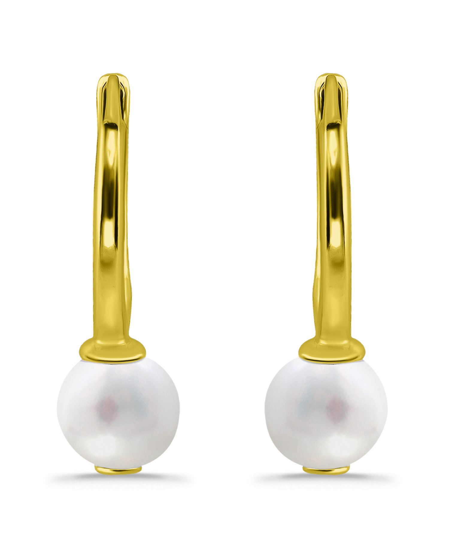 White Cultured Pearl Huggie Hoop Earring
