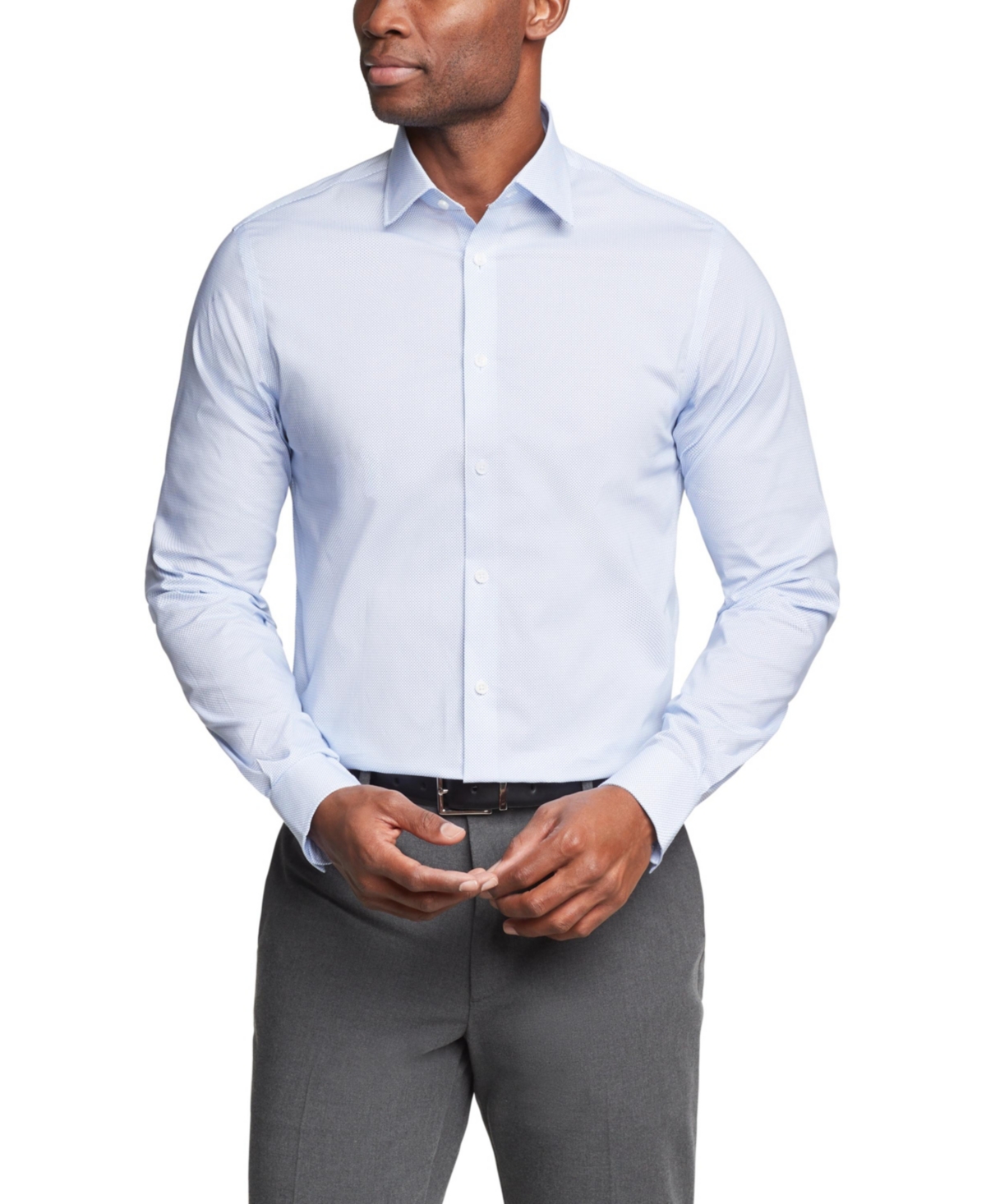 Shop Michael Kors Men's Regular-fit Comfort Stretch Dress Shirt In Jab Blue