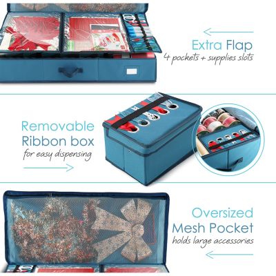 Premium Holiday Gift Wrapping Paper &amp; Accessories Storage Organizer Box