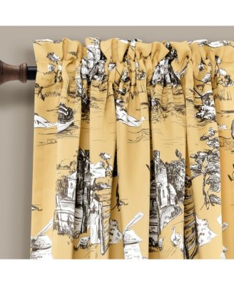 French Country Toile Light Filtering Window Curtain Panels