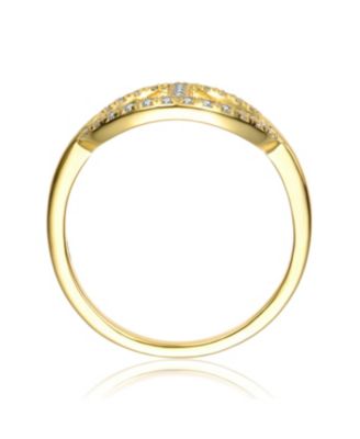 14K Gold Plated with Clear Cubic Zirconia Featuring a Mesmerizing Design Ring