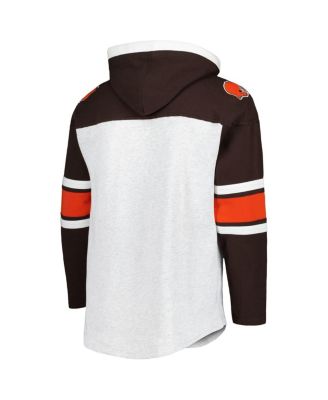 Men's Cleveland Browns Heather Gray Gridiron Lace-Up Pullover Hoodie