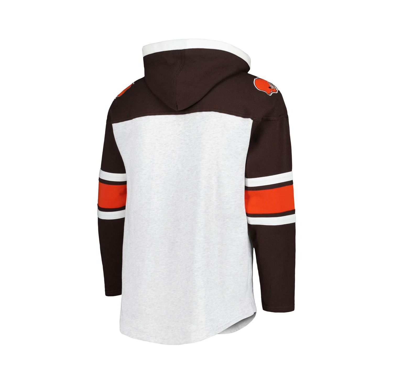 Men's Cleveland Browns Heather Gray Gridiron Lace-Up Pullover Hoodie
