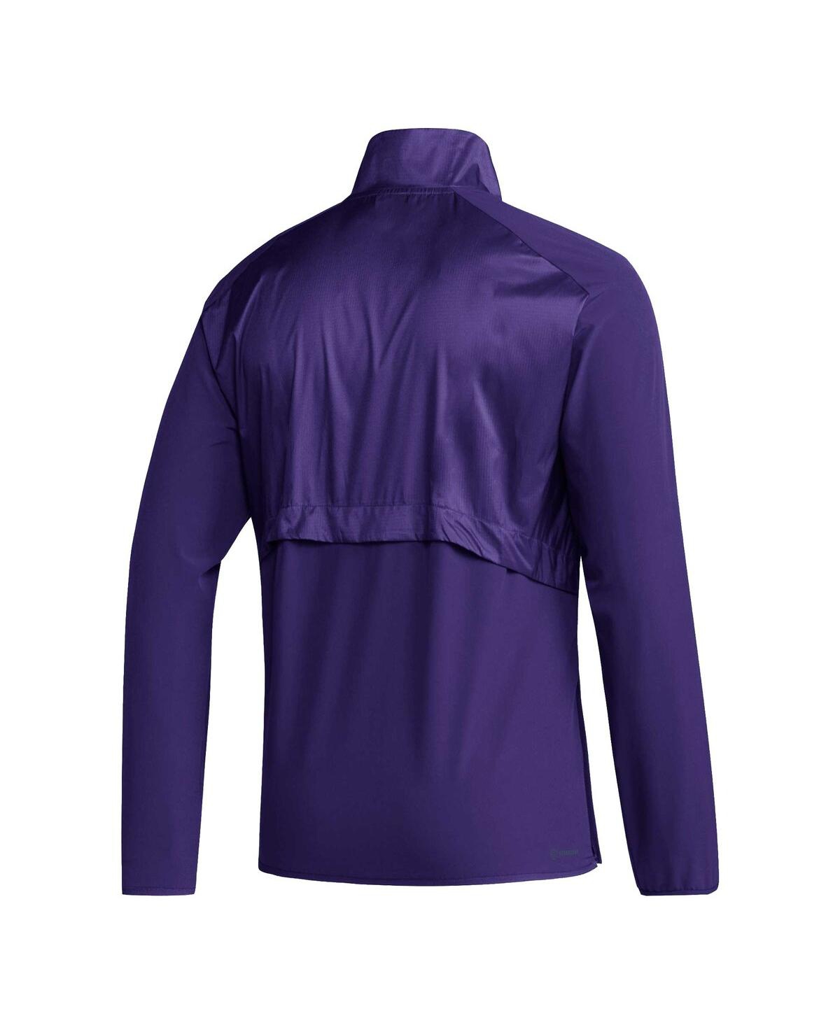 Men's adidasWashington Huskies Sideline Aeroready Raglan Sleeve Quarter-Zip Jacket - Purple