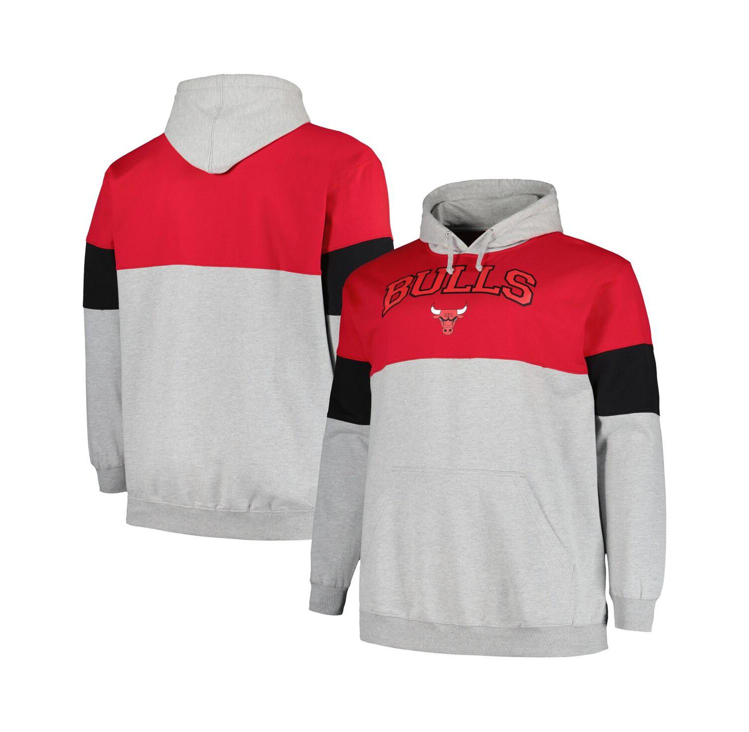 Men's Red, Black Chicago Bulls Big and Tall Pullover Hoodie