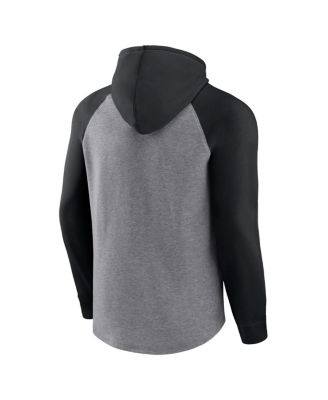 Men's Heather Gray Distressed Las Vegas Raiders Favorite Arch Raglan Pullover Hoodie