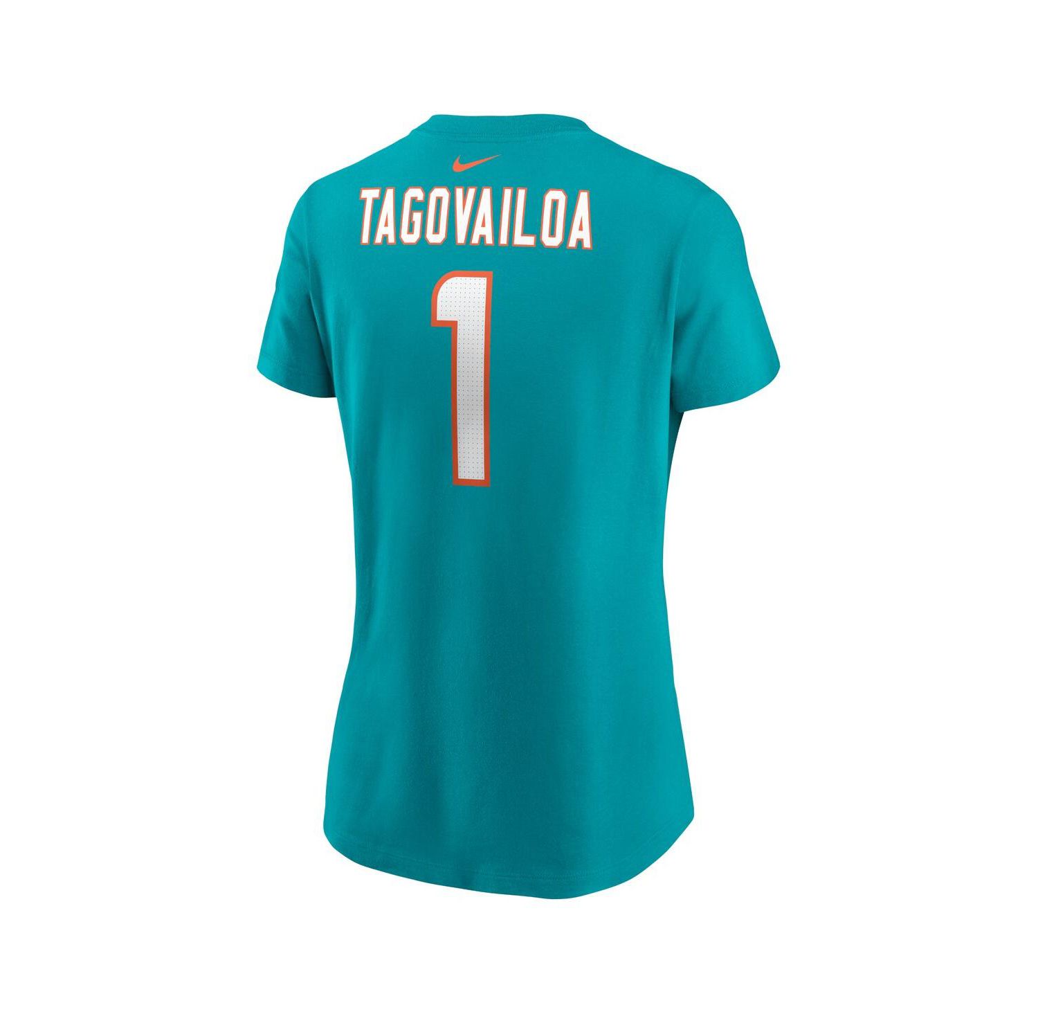 Women's Tua Tagovailoa Aqua Miami Dolphins Player Name and Number T-shirt