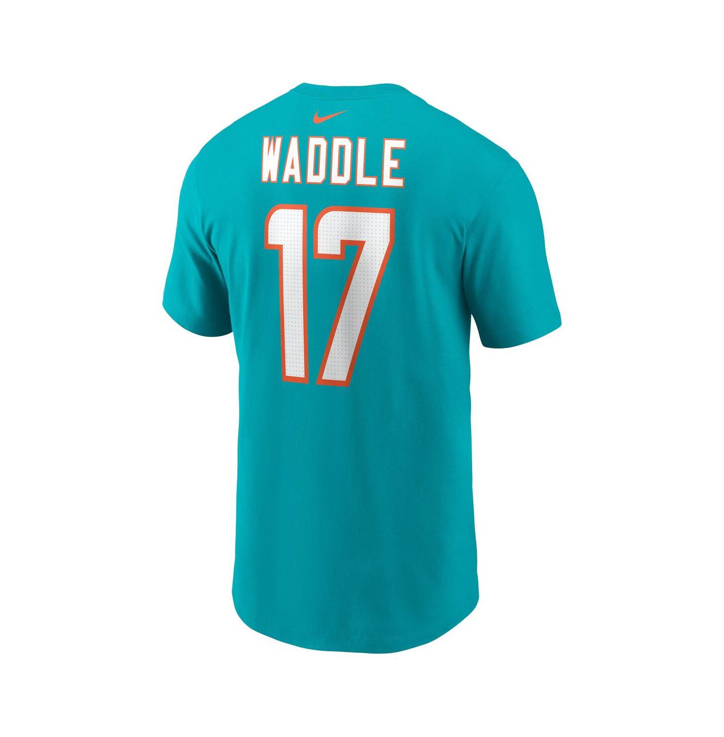 Мужская футболка Nike Jaylen Waddle Aqua Miami Dolphins Player Name and Number — фото 2