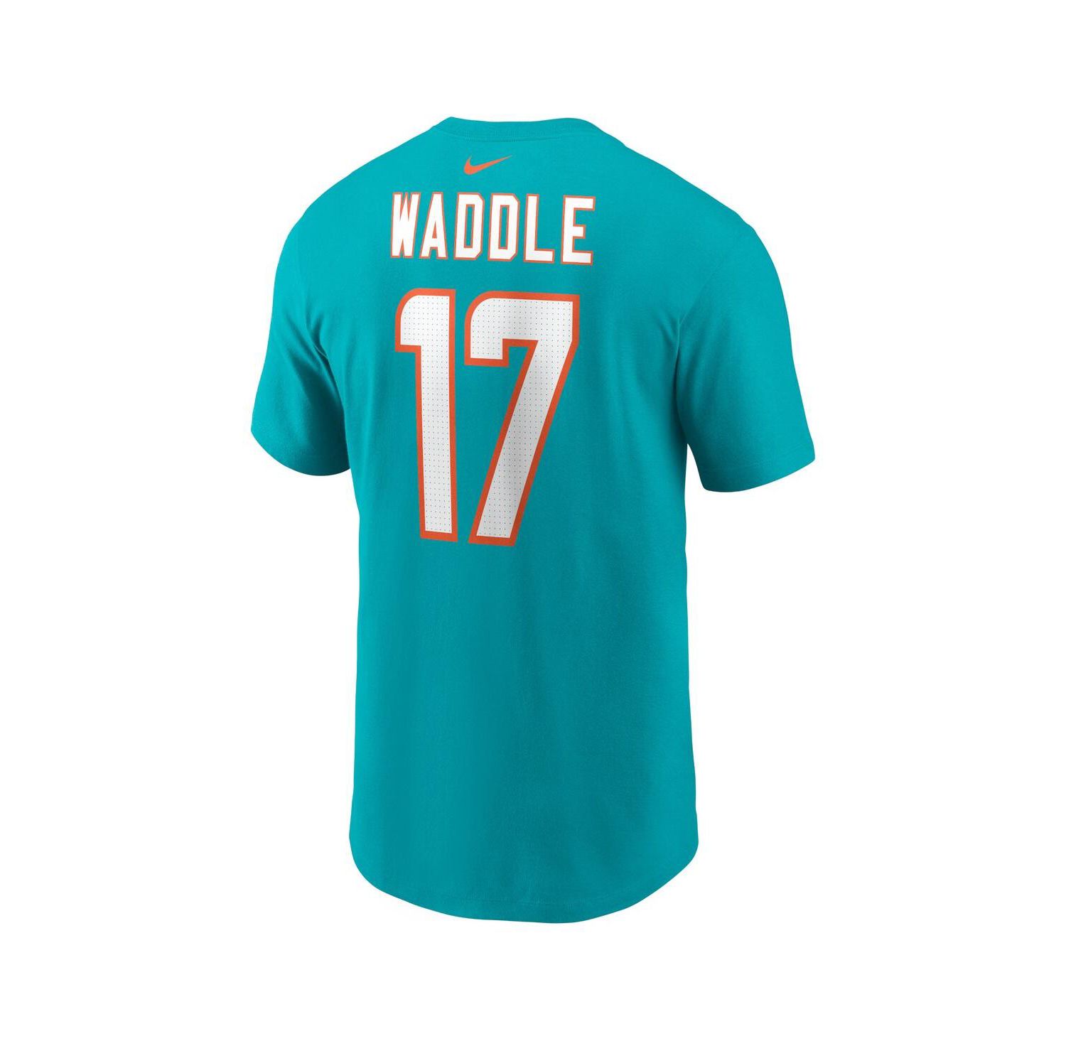 Men's Jaylen Waddle Aqua Miami Dolphins Player Name and Number T-shirt