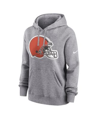 Women's Heather Gray Cleveland Browns Team Logo Club Fleece Pullover Hoodie