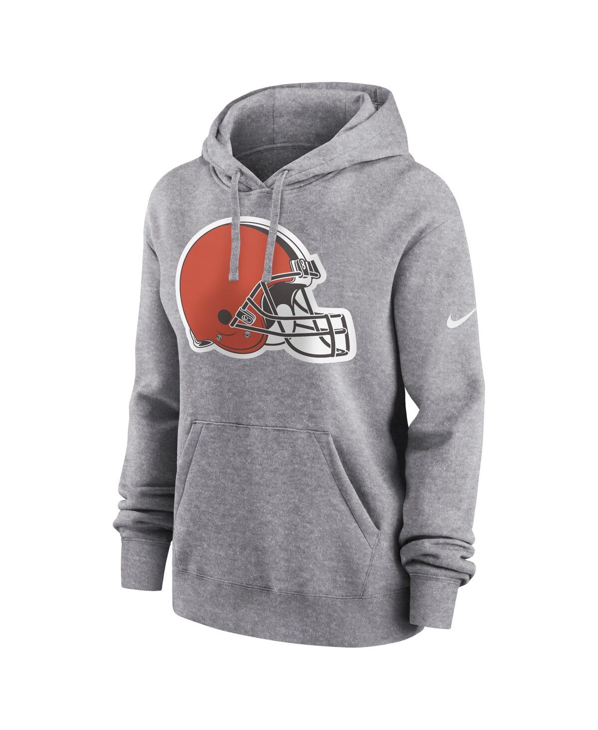 Women's NikeCleveland Browns Team Logo Club Fleece Pullover Hoodie - Heather Gray