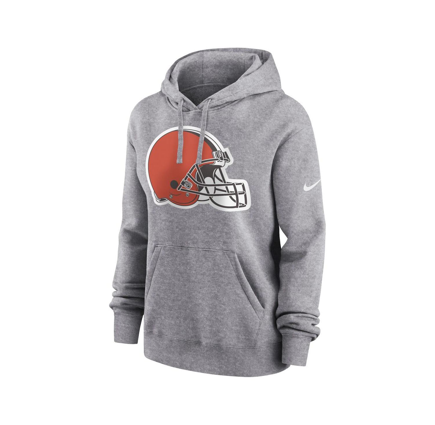Women's Heather Gray Cleveland Browns Team Logo Club Fleece Pullover Hoodie