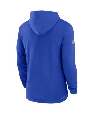 Men's Royal Los Angeles Rams Sideline Performance Long Sleeve Hoodie T-shirt