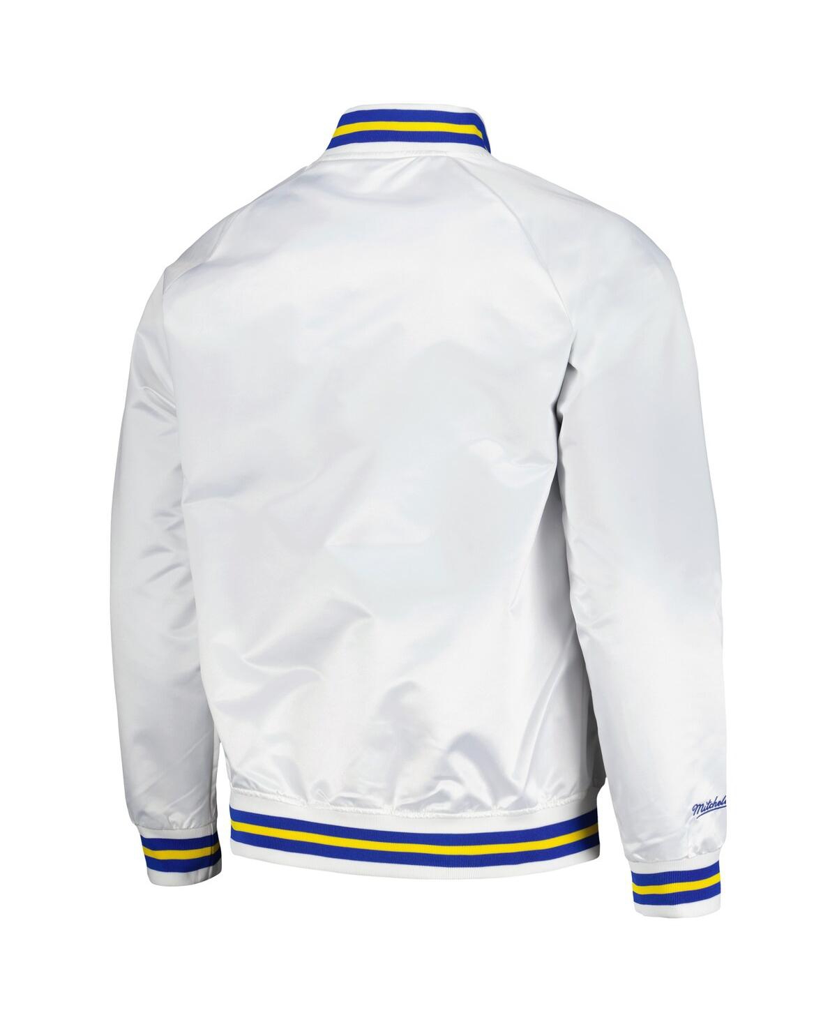 Men's Mitchell & NessDenver Nuggets Hardwood Classics Throwback Wordmark Raglan Full-Snap Jacket - White