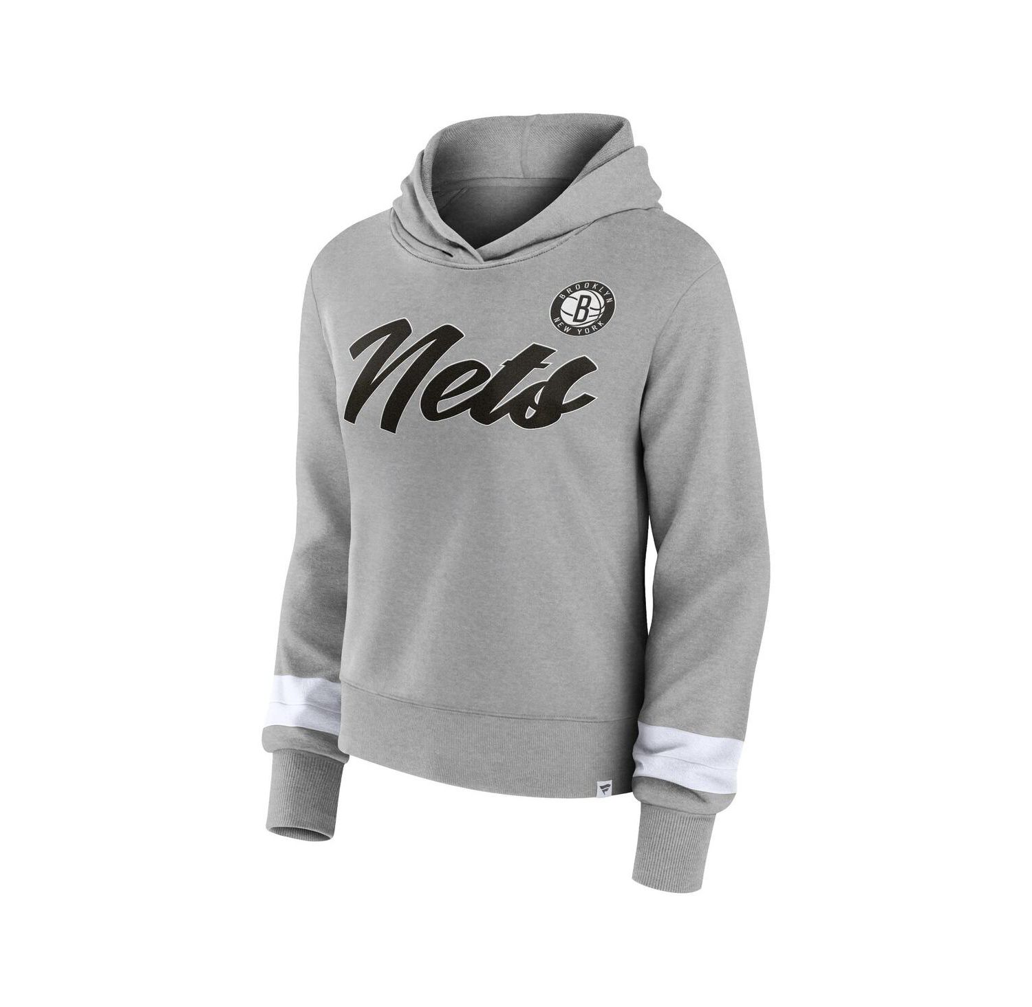 Women's Heather Gray Brooklyn Nets Halftime Pullover Hoodie