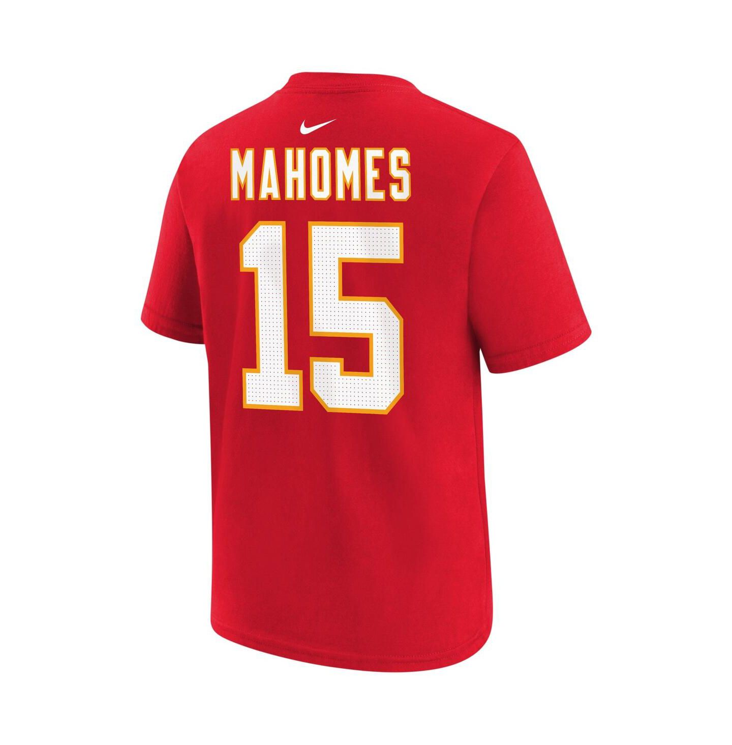 Футболка Nike Patrick Mahomes Red Kansas City Chiefs Player Name and Number T-shirt для мальчиков — фото 3
