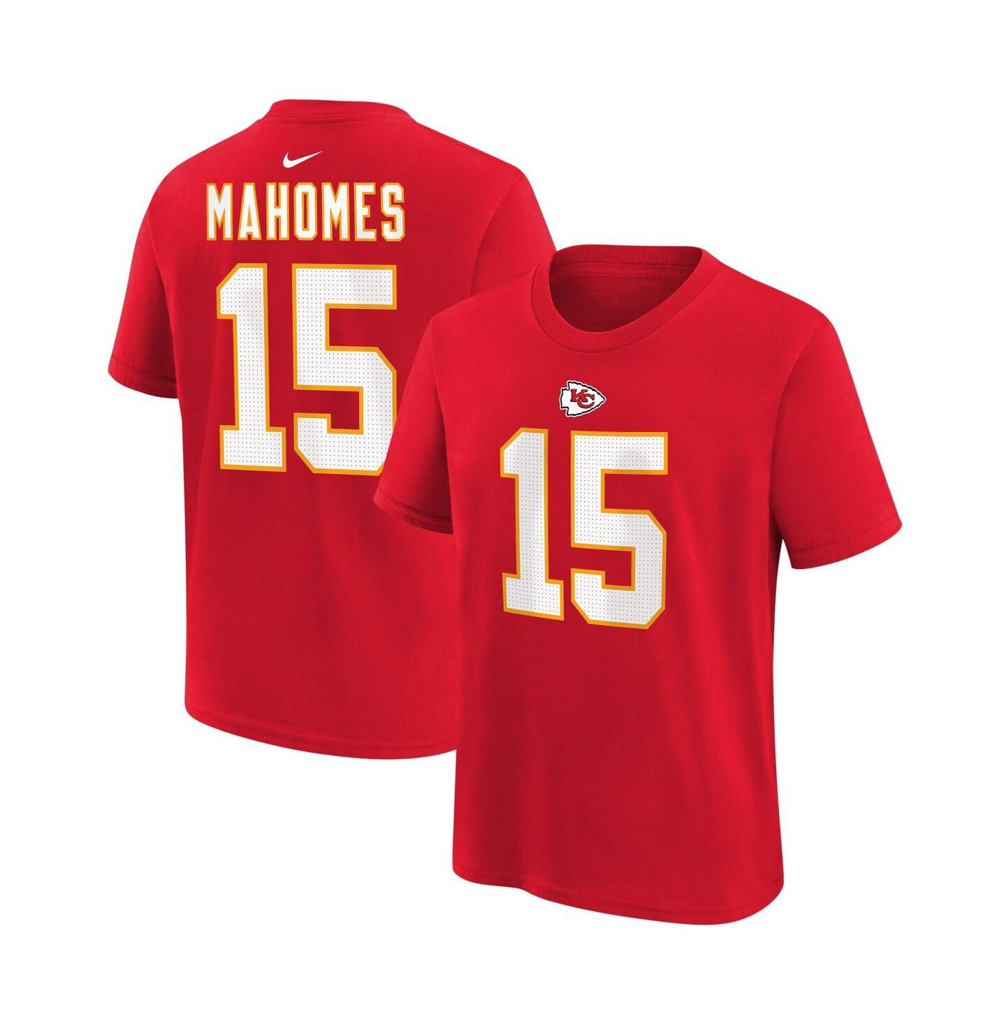 Футболка Nike Patrick Mahomes Red Kansas City Chiefs Player Name and Number T-shirt для мальчиков — фото 1