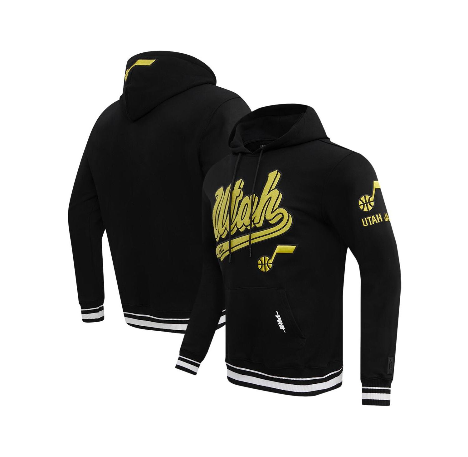 Men's Black Utah Jazz Script Tail Pullover Hoodie