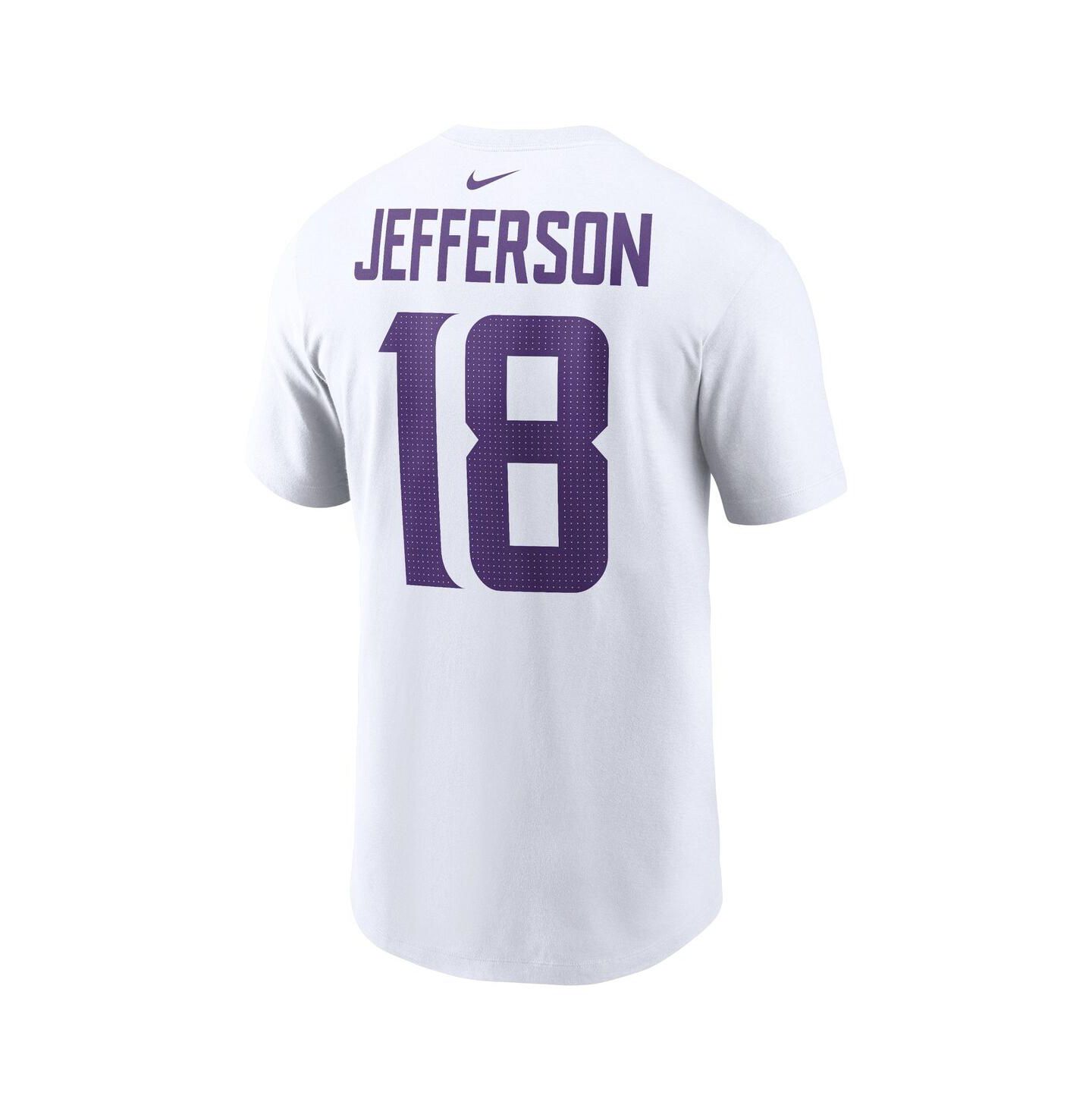 Мужская футболка Nike Justin Jefferson White Minnesota Vikings Player Name and Number — фото 3