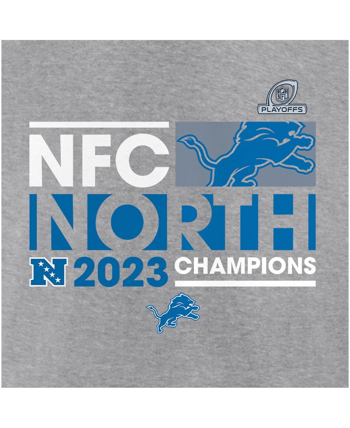 Women's FanaticsDetroit Lions 2023 Nfc North Division Champions Conquer V-Neck Long Sleeve T-shirt - Gray
