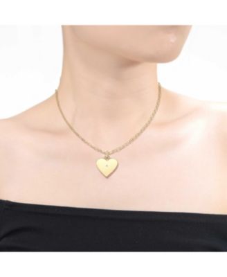 14k Gold Plated with Cubic Zirconia Heart Pendant Necklace
