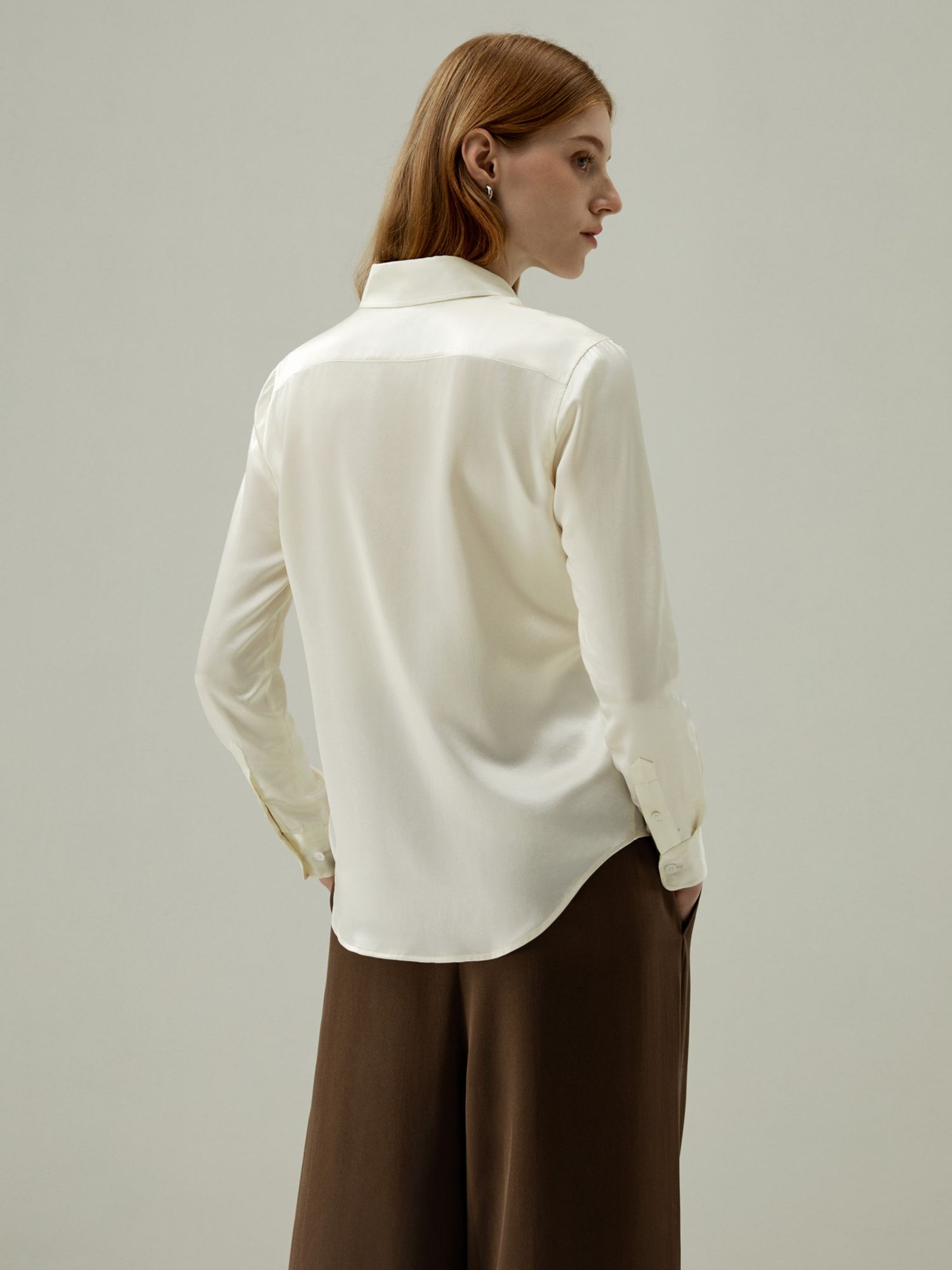 Women's Tailored Button Down Regular Fit Silk Shirt