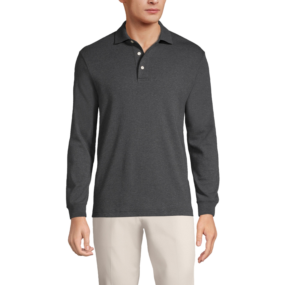 Men's Long Sleeve Cotton Supima Polo Shirt - Radiant navy