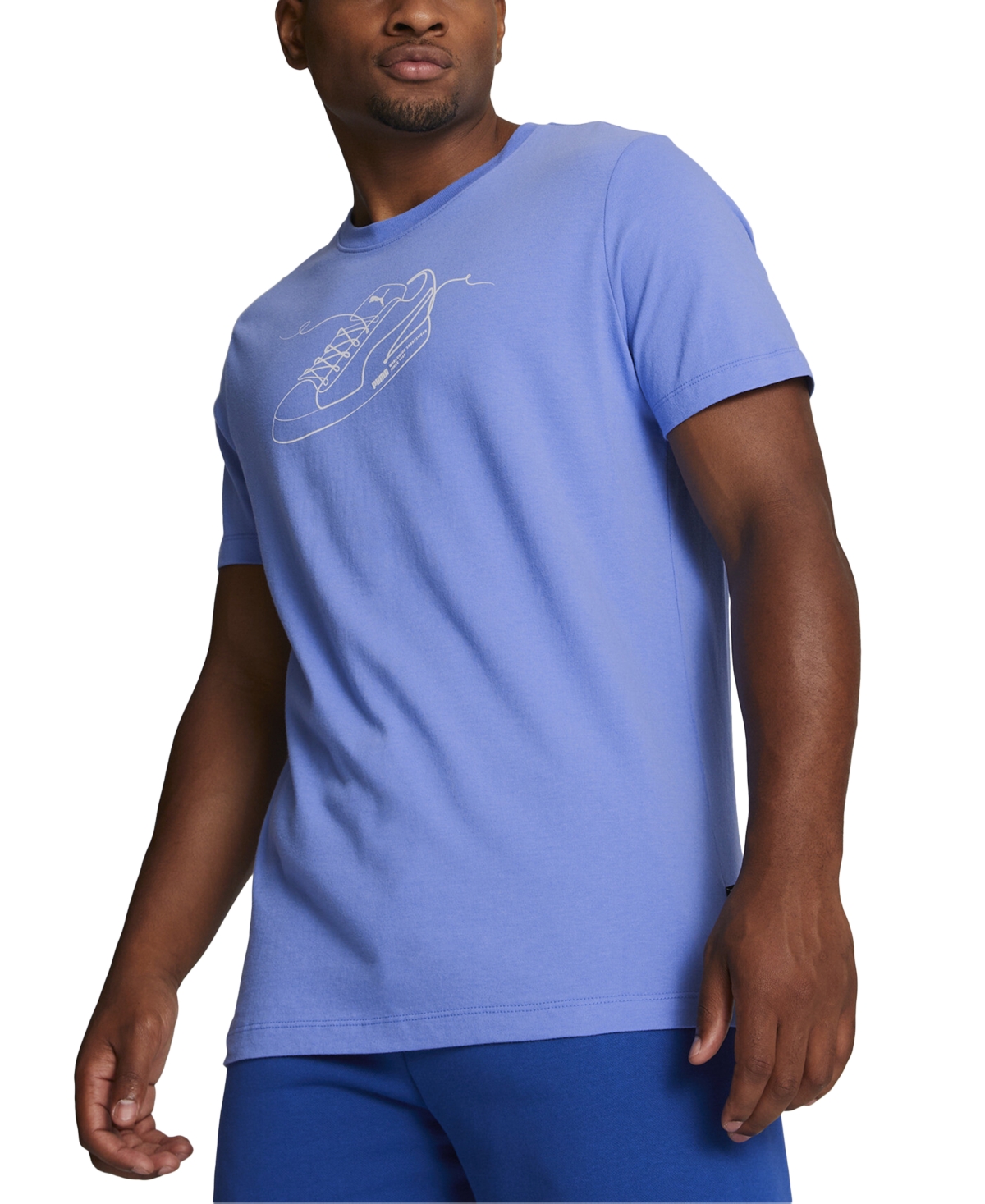 Puma Men's Lace Up Regular-Fit Logo Graphic T-Shirt - Blue Skies-puma White