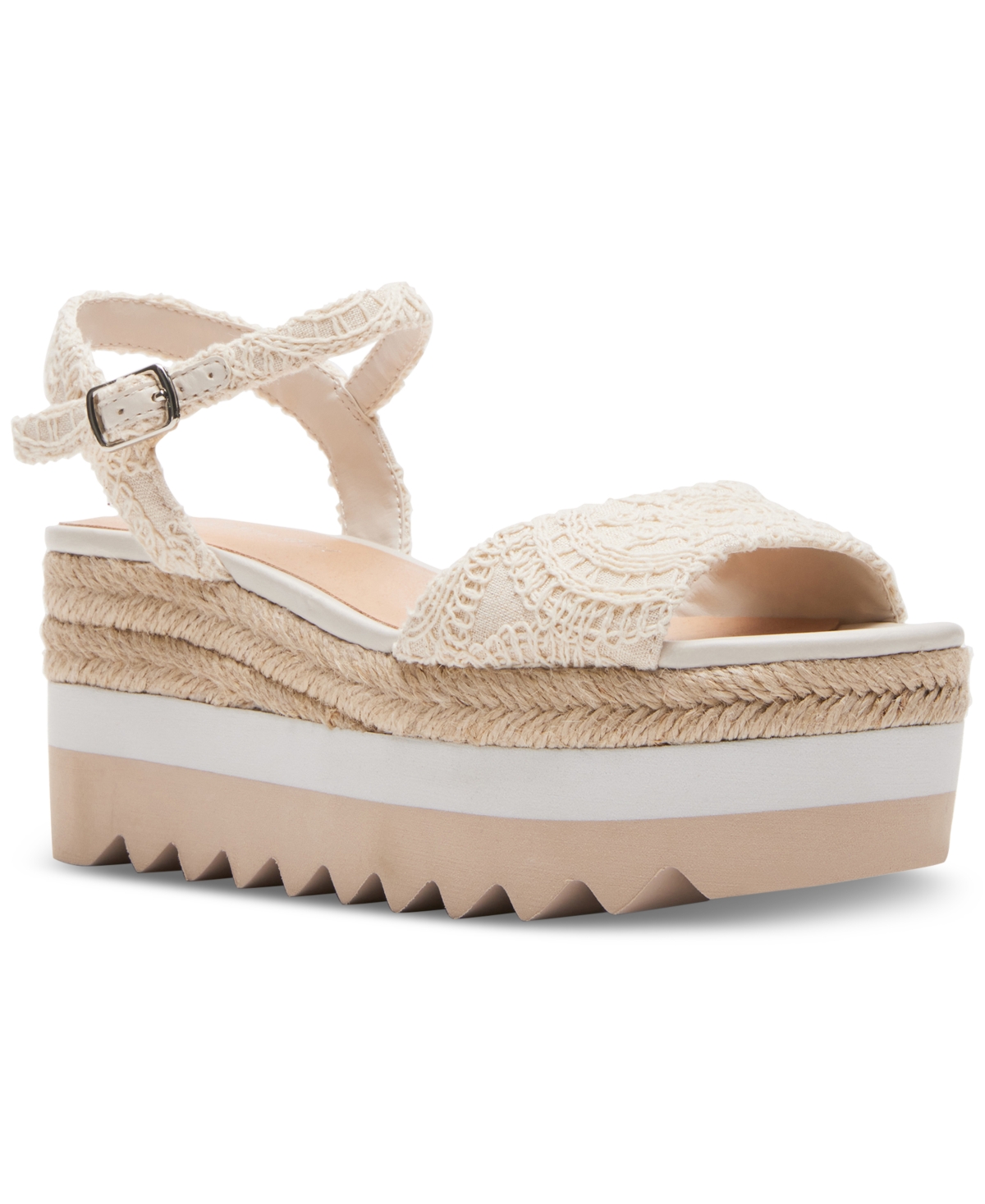 Shop Madden Girl Charizma Platform Wedge Sandals In Light Natural Macrame