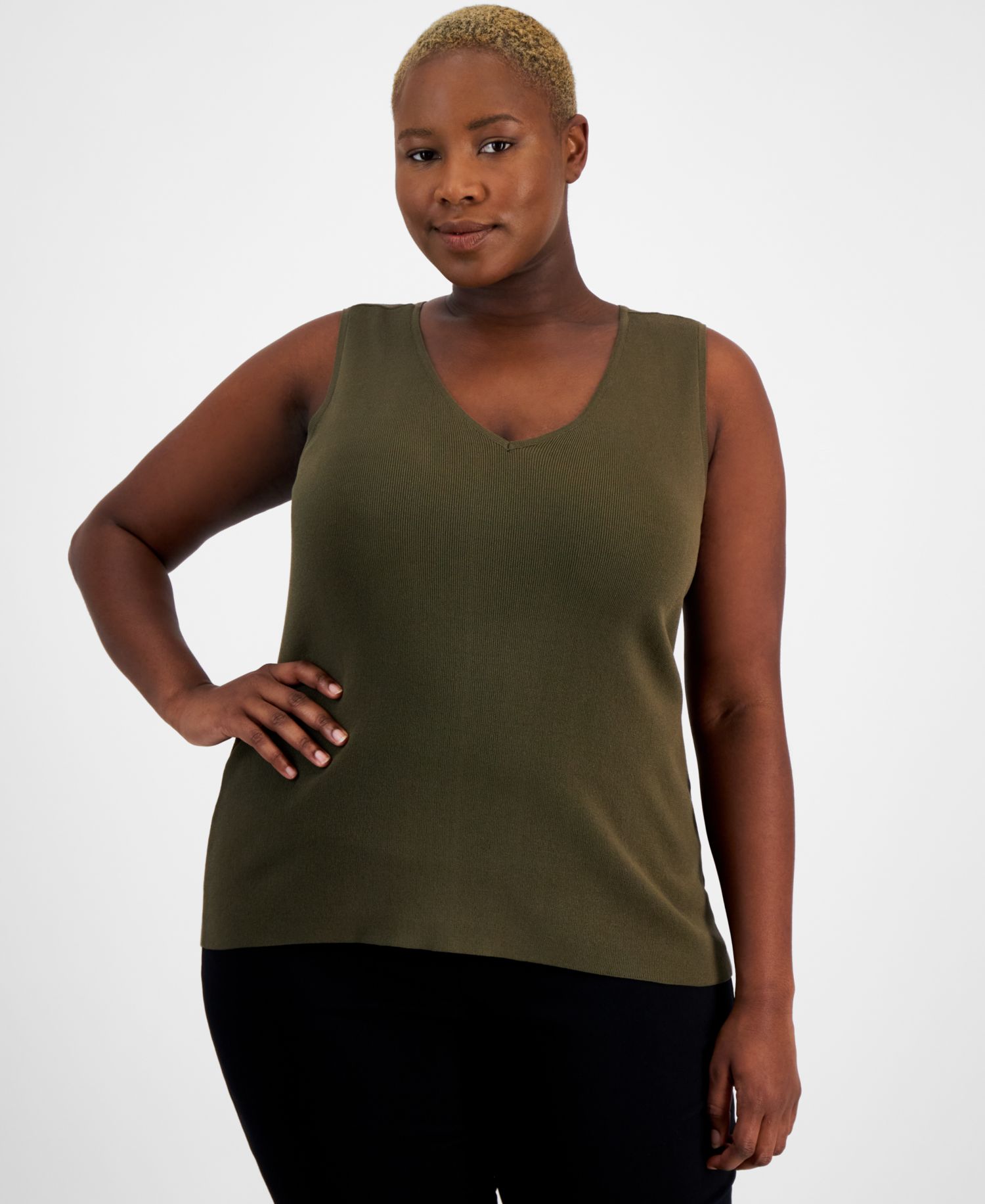 ASL Plus Size V-Neck Sleeveless Tank Top