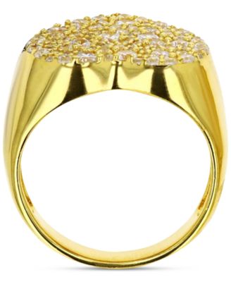 Cubic Zirconia Cluster Heart Ring in 14k Gold-Plated Sterling Silver