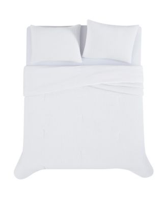 Textured Waffle 3 Piece Comforter Set, Full/Queen