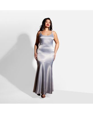 grey satin bodycon dress Satin Bodycon Dress with Organza Sleeves Gray