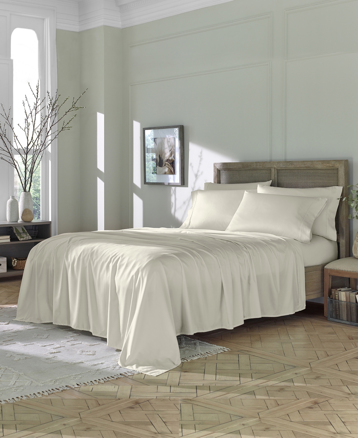 Shop Clara Clark Eucalyptus Unique Lyocell Blend Fabric Soft Natural And Durable, 6 Piece Sheet Set, Queen In Ivory