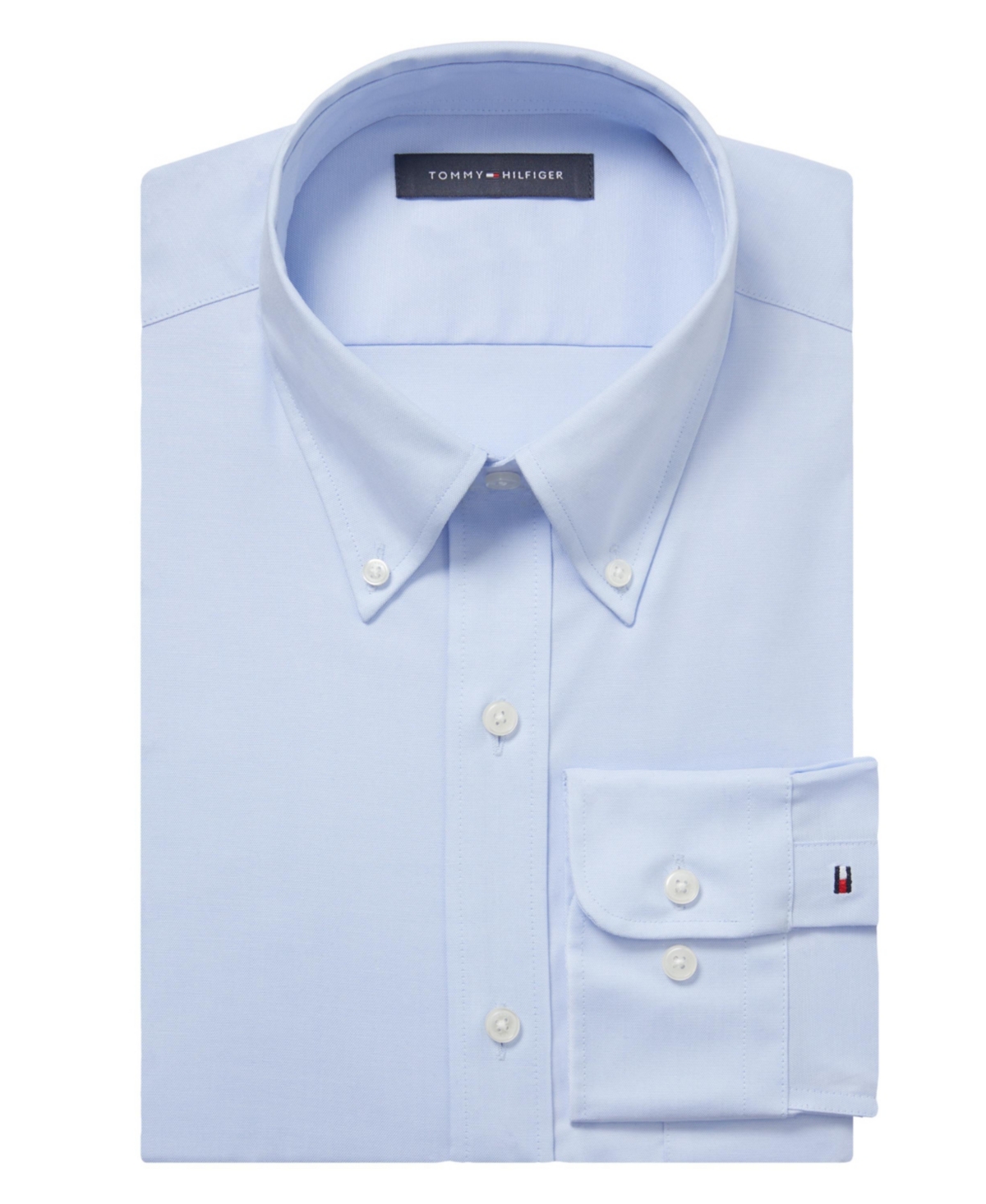 Tommy Hilfiger Men's Th Flex Regular Fit Wrinkle Resistant Stretch Pinpoint Oxford Dress Shirt In Th Light Blue