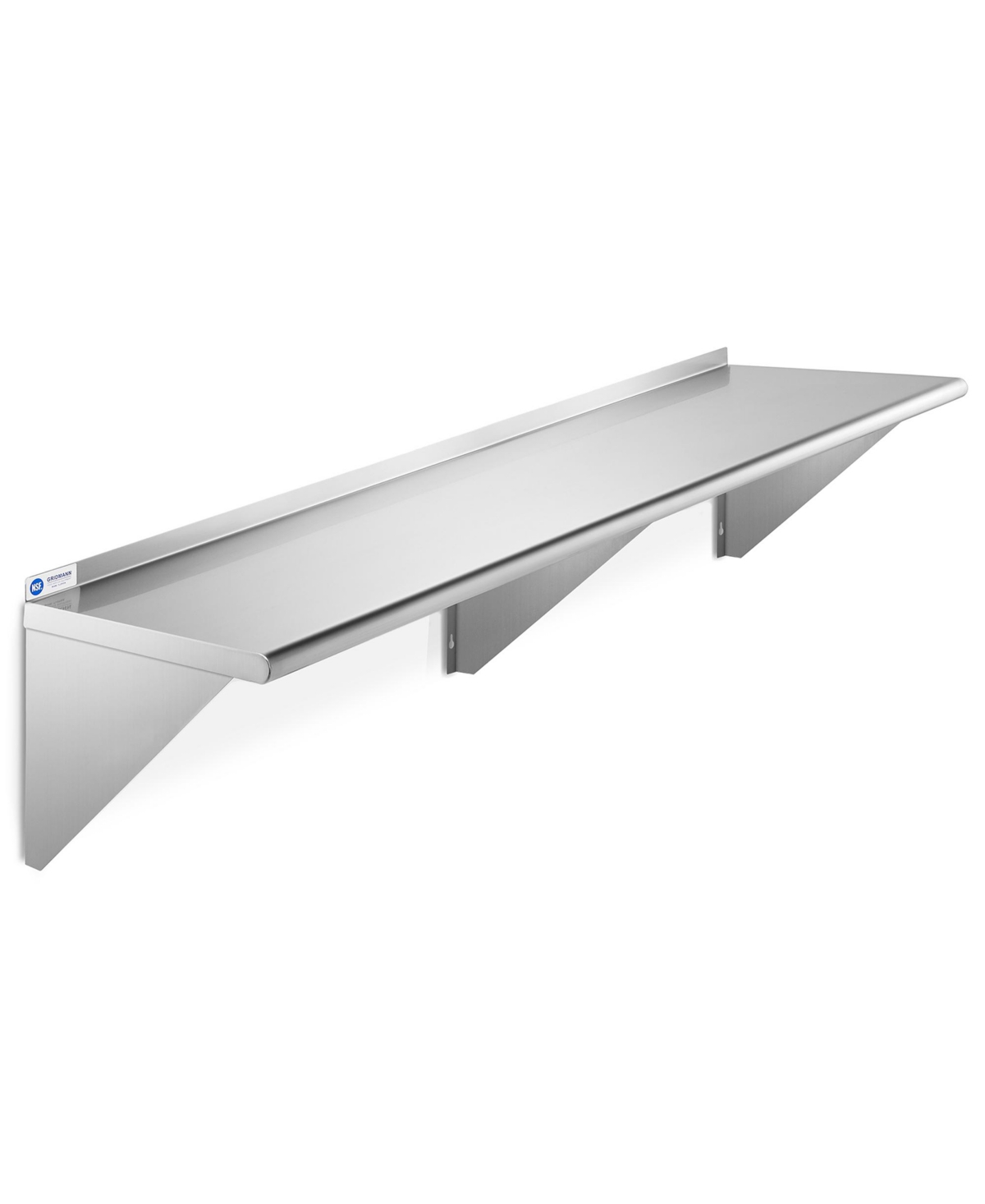 12" x 72" Nsf Stainless Steel Kitchen Wall Mount Shelf w/ Backsplash - Silver