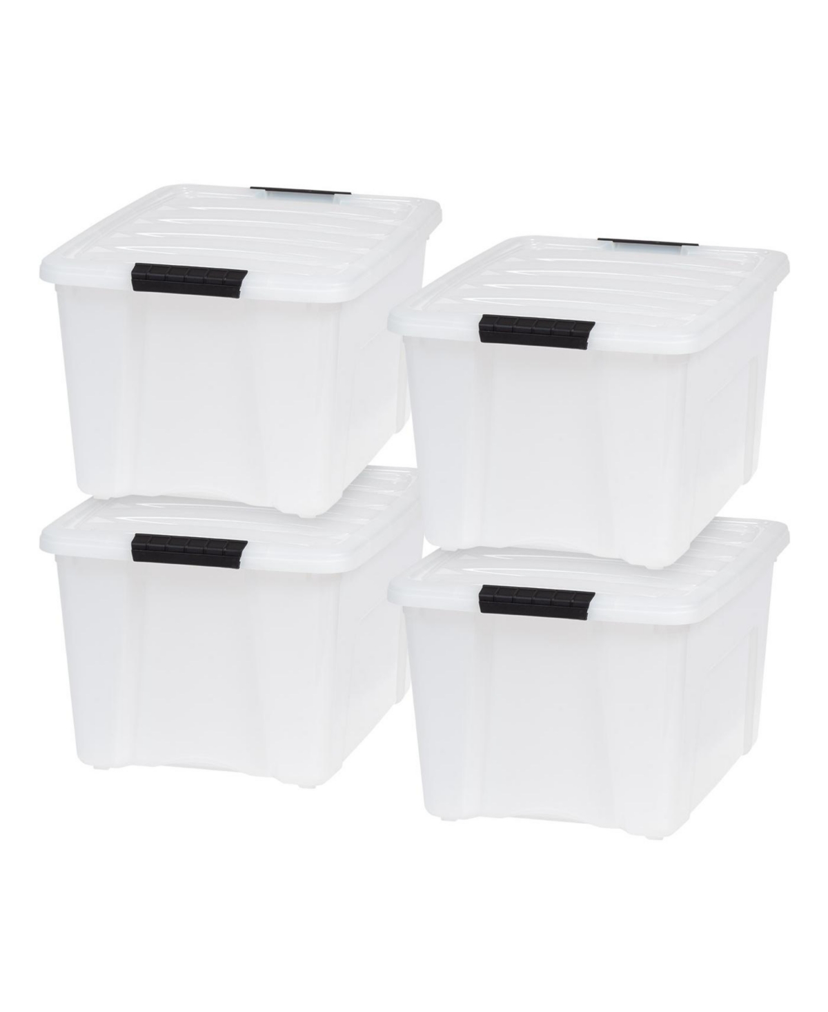 4 Pack 40qt Plastic Storage Bin with Lid and Secure Latching Buckles, Pearl