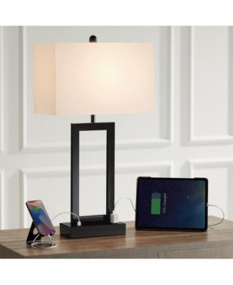 Todd Modern Table Lamp with USB Port AC Power Outlet 30" Tall Black ...