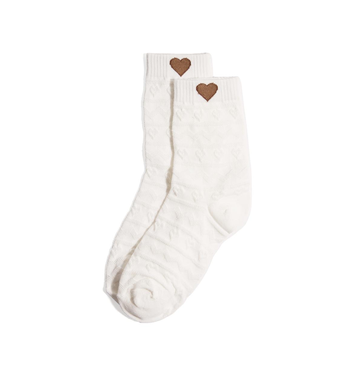Heart Lace Crew Socks - White