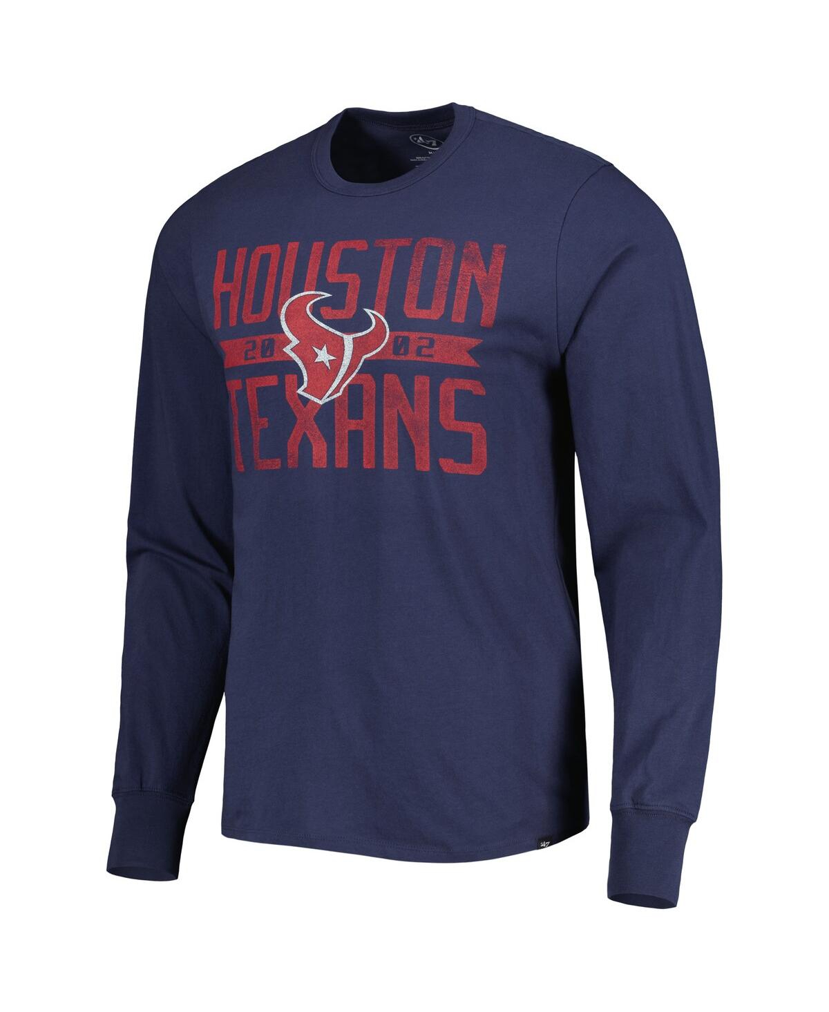 Men's '47 BrandDistressed Houston Texans Brand Wide Out Franklin Long Sleeve T-shirt - Navy