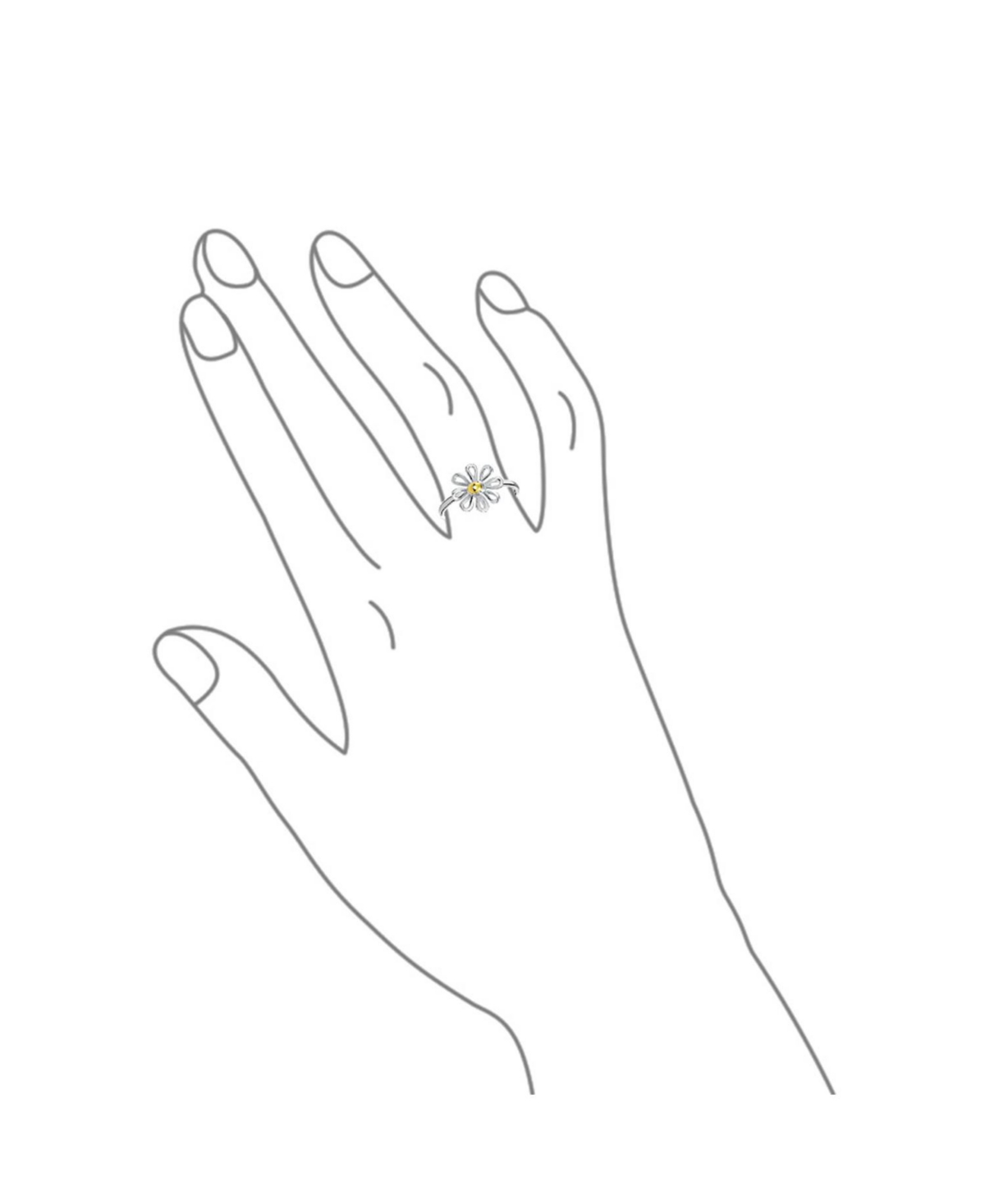 Bling Jewelry Delicate Tiny Two Tone Flower Daisy Ring For For Women Thin 1MM Band Gold Plated Sterling Silver - Multi-color