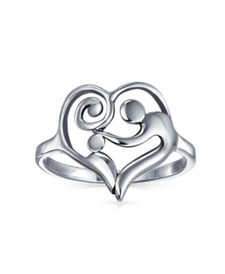 Swirling Heart Mother Loving Child Family Ring Gift For Mom Band 1MM