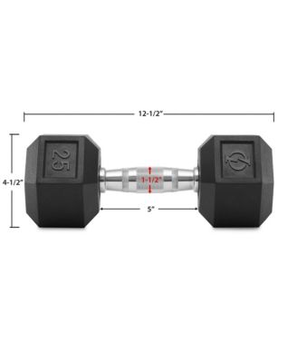 Rubber Coated Hex Dumbbell Hand Weight, 25 lbs