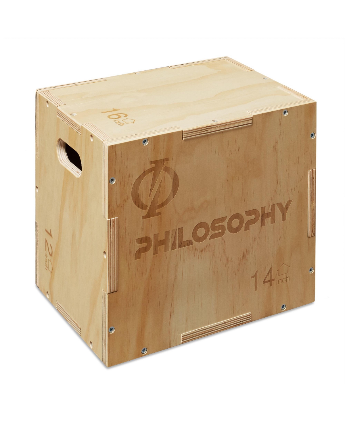 3 in 1 Wood Plyometric Box - 16" x 14" x 12" Jumping Plyo Box for Training and Conditioning - Natural