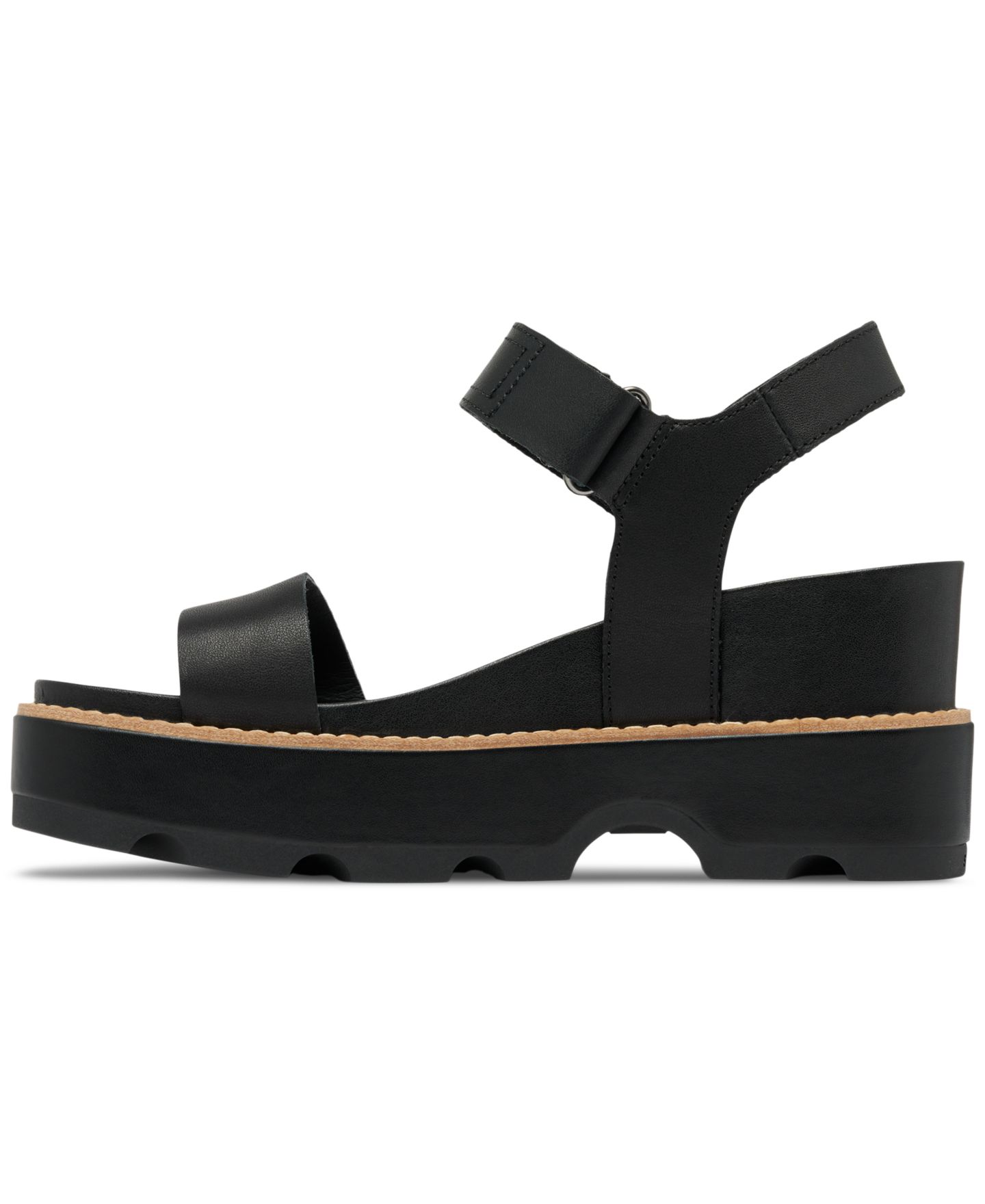 Женские сандалии Sorel Joanie IV Y-Strap Wedge, цвет: Чёрный / Морская соль — фото 6