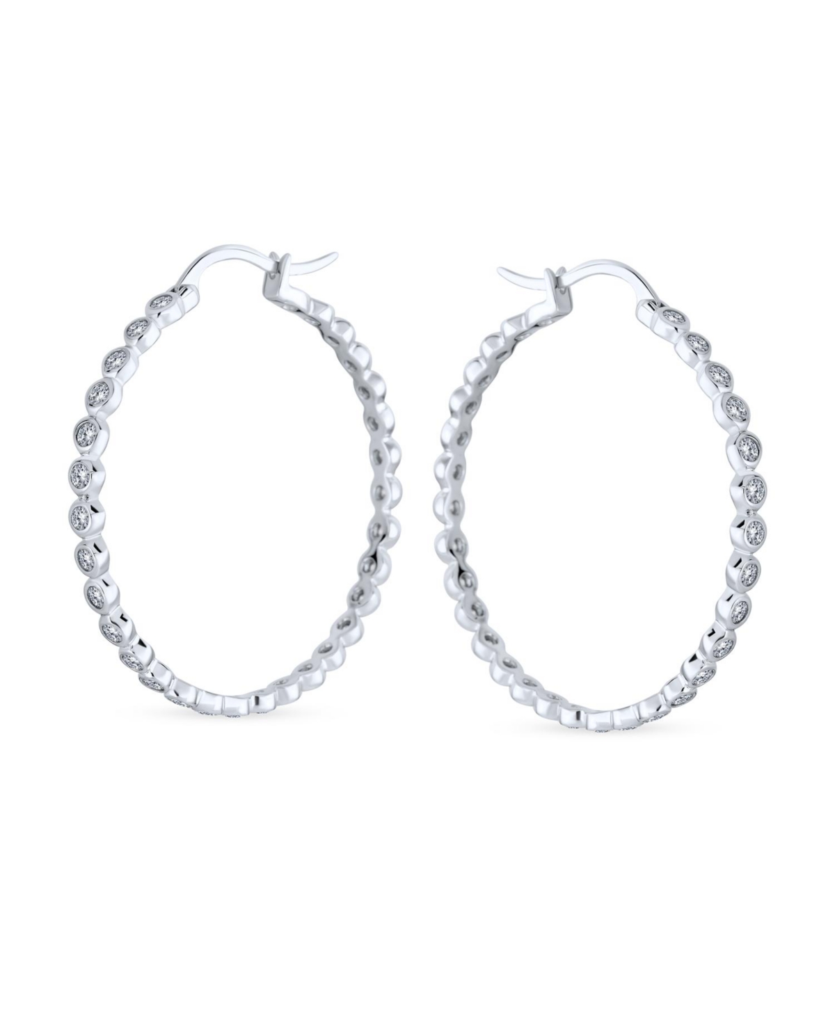 Bling Jewelry Cubic Zirconia Cz Formal Fashion Love Knot Symbol Spiral Infinity Twist Big Hoop Earrings For Women Sterling Silver Diameter - Silv